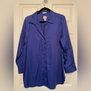 Chico’s brand, women's size 2, blue dress shirt